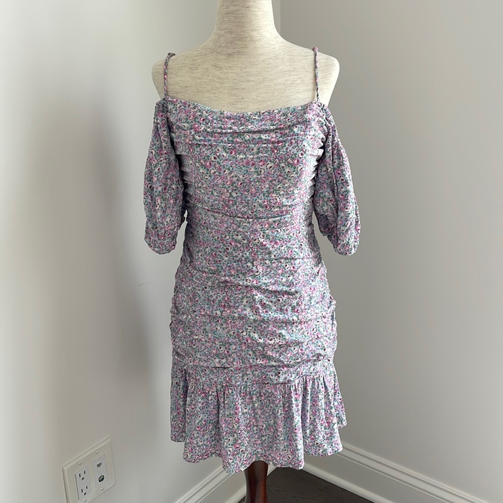 ASTR the Label Ruched off the shoulder mini dress